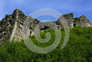 Ancient ruins of the castle of the town of Khust & x28;Dracula Castle