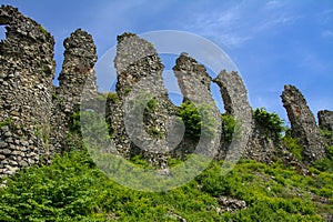 Ancient ruins of the castle of the town of Khust & x28;Dracula Castle