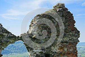 Ancient ruins of the castle of the town of Khust & x28;Dracula Castle