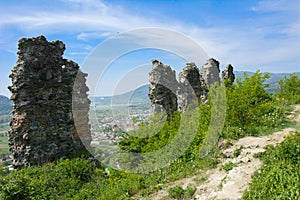 Ancient ruins of the castle of the town of Khust & x28;Dracula Castle