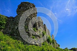 Ancient ruins of the castle of the town of Khust & x28;Dracula Castle