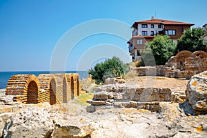Ancient ruins church of the holy mother eleusa in Nessebar, Bulgaria