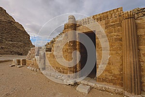 Ancient Ruins and Columns near the Funerary complex and Stepped Pyramid of Djoser at Saqqara