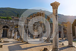 Ancient ruins in Ephesus Turkey - archeology background