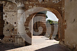Ancient ruins of the first American hospital, San Nicols de Bari in Santo Domingo, early 16th century. photo