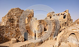 Ancient ruins of fortified Ksar Beni Barka, Tataouine, Tunisia