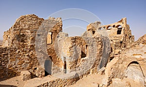 Ancient ruins of fortified Ksar Beni Barka, Tataouine, Tunisia photo