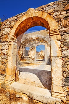 Ancient ruins of a fortified leper colony - Spinalonga Kalydon island