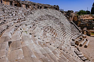 Ancient ruins of the Greek-Roman amphitheater at the ancient city of Myra in Demre, Turkey