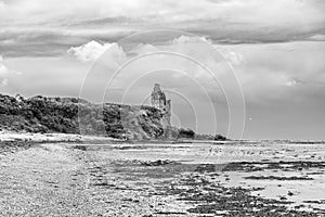 The Ancient Ruins of Greenan Castle looking over From Greenan Bay in Ayrshire Scotland