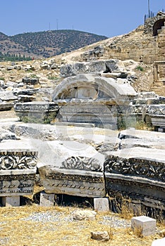 Ancient Ruins of Hierapolis. Pamukkale, Turkey. photo