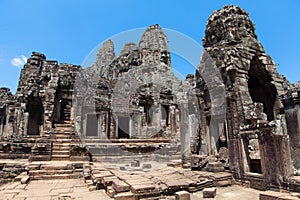 The ancient ruins of a historic Khmer temple in the temple complex of Angkor Wat in Cambodia. Travel Cambodia concept.