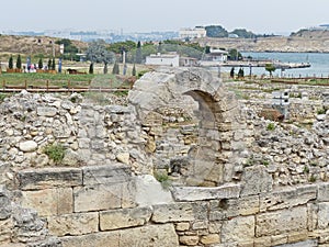 Ancient ruins of houses and religious buildings.Chersonesus Taurica National archaeological park.Popular tourist,research centre