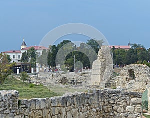 Ancient ruins of houses and religious buildings.Chersonesus Taurica National archaeological park.Popular tourist,research centre