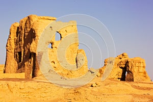 Ancient ruins of jiaohe river in turpan, xinjiang