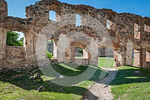 Ancient ruins of a knight`s castle in Dobele.