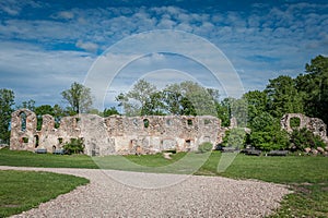 Ancient ruins of a knight`s castle in Dobele.