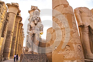 Ancient ruins at Luxor temple during sunset, UNESCO World Heritage site, Luxor, Egypt.