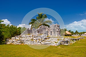 Ancient ruins of Maya in El Rey Archaeological Zone near Cancun, Yukatan, Mexico