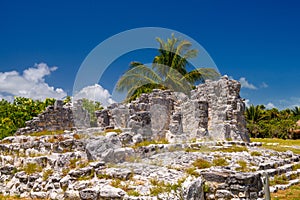 Ancient ruins of Maya in El Rey Archaeological Zone near Cancun, Yukatan, Mexico