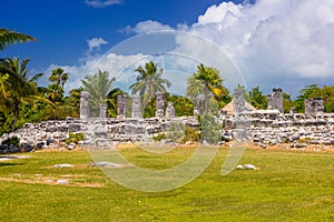 Ancient ruins of Maya in El Rey Archaeological Zone near Cancun, Yukatan, Mexico