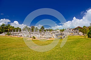 Ancient ruins of Maya in El Rey Archaeological Zone near Cancun, Yukatan, Mexico