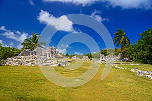 Ancient ruins of Maya in El Rey Archaeological Zone near Cancun, Yukatan, Mexico