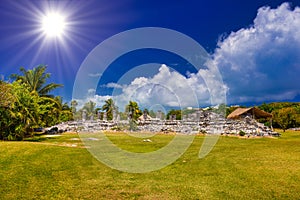 Ancient ruins of Maya in El Rey Archaeological Zone near Cancun, Yukatan, Mexico