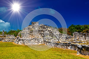 Ancient ruins of Maya in El Rey Archaeological Zone near Cancun, Yukatan, Mexico