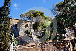 Ancient Ruins Of Medial Hospital Spinalonga Island Near Crete In Greece