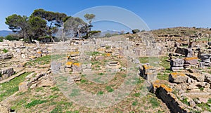 Ancient ruins of Nora on Sardinia in Italy