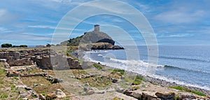 Ancient ruins of Nora on Sardinia in Italy