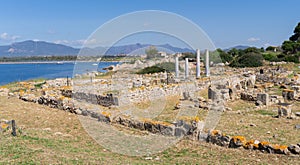 Ancient ruins of Nora on Sardinia in Italy