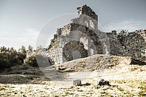 The ancient ruins of the observation tower Mangup Kale.