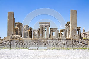 Ancient ruins of Persepolis and Necropolis historical site, Shiraz, Iran