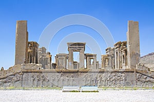 Ancient ruins of Persepolis and Necropolis historical site, Shiraz, Iran