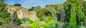 Ancient ruins of Pompeii, Italy. Web banner panoramic view