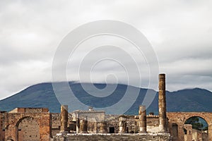 Ancient ruins of Pompeii and volcano Vesuvius, Italy