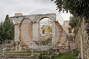 Ancient Ruins at The Roman Agora in Athens, Greece