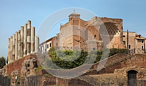 Ancient ruins in Roman Forum, Rome, Italy