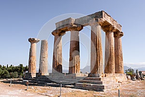 Ancient ruins of Temple of Apollo, Corinth, Greece