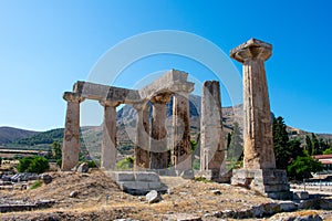 Ancient ruins of Temple of Apollo, Corinth, Greece