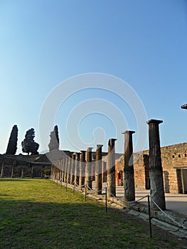 Ancient ruins of town Pompei near Vesuveus