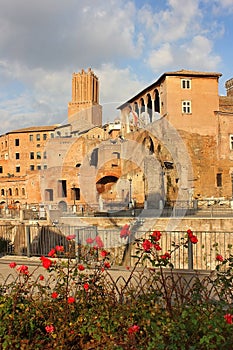 Ancient ruins on the Trajan forum, Rome, Italy