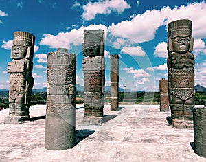 Ancient ruins of Tula de Allende. Toltec warriors. Mexico