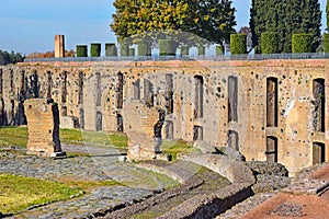 Ancient ruins in Villa Adriana Hadrian`s Villa in Tivoli, Italy