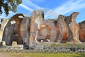 Ancient ruins in Villa Adriana Hadrians Villa in Tivoli, Italy