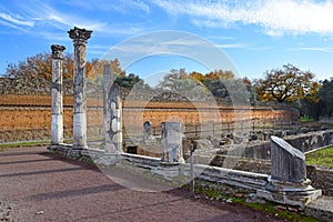 Ancient ruins in Villa Adriana Hadrians Villa in Tivoli, Italy