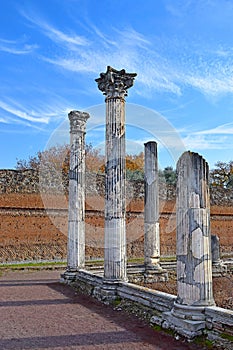 Ancient ruins in Villa Adriana Hadrians Villa in Tivoli, Italy