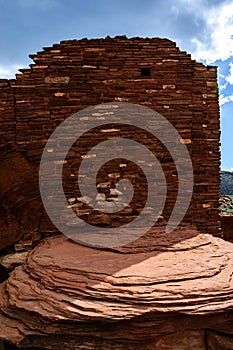 Ancient ruins wall. Wupatki National Monument in Arizona
